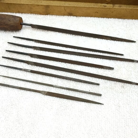 Precision Metal Needle Triangle Flat Files Mechanic Jewelry Handmade Handle VTG - Picture 4 of 9